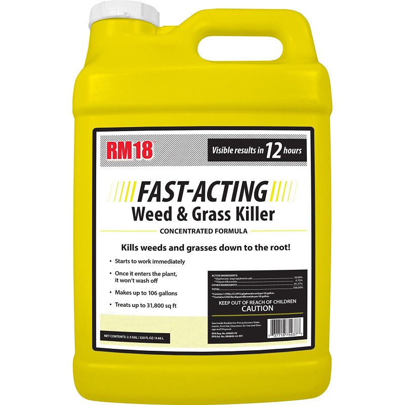 Ragan & Massey RM18 Series 75437 Fast-Acting Grass and Weed Killer, Liquid, 2.5 gal
