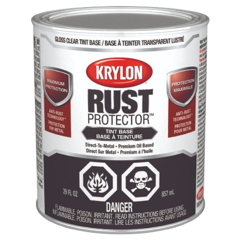 Krylon Rust Protector 469605008 Enamel Paint, Oil, Gloss, Clear Tint Base, 1 qt