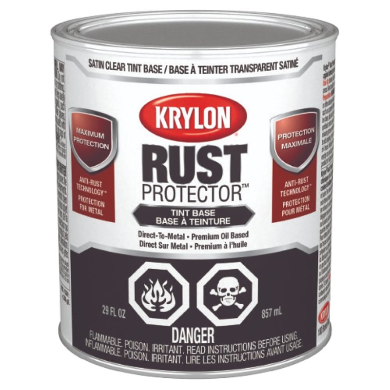 Krylon Rust Protector 469606008 Enamel Paint, Oil, Satin, Clear Tint Base, 1 qt