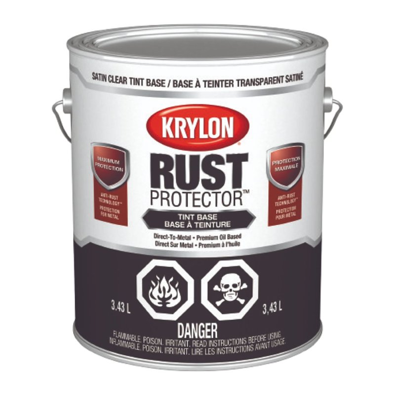 Krylon Rust Protector 469706008 Enamel Paint, Oil, Satin, Clear Tint Base, 1 gal