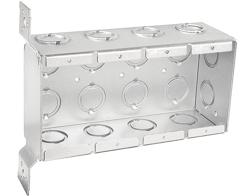 Southwire TB-425-F-UPC Masonry Box, 4-Gang, 18-Knockout, 1/2, 3/4 in Knockout, Steel, Silver, Galvanized, Stud Side