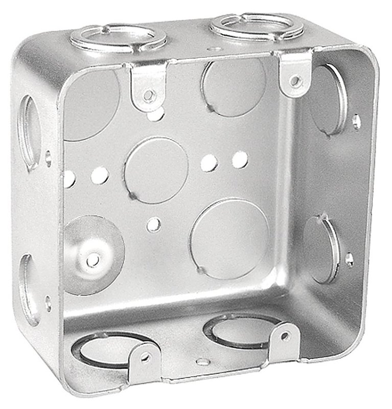 Southwire MGSB-2-UPC Switch Box, 2-Gang, 12-Knockout, 1/2, 3/4 in Knockout, Steel, Silver, Galvanized