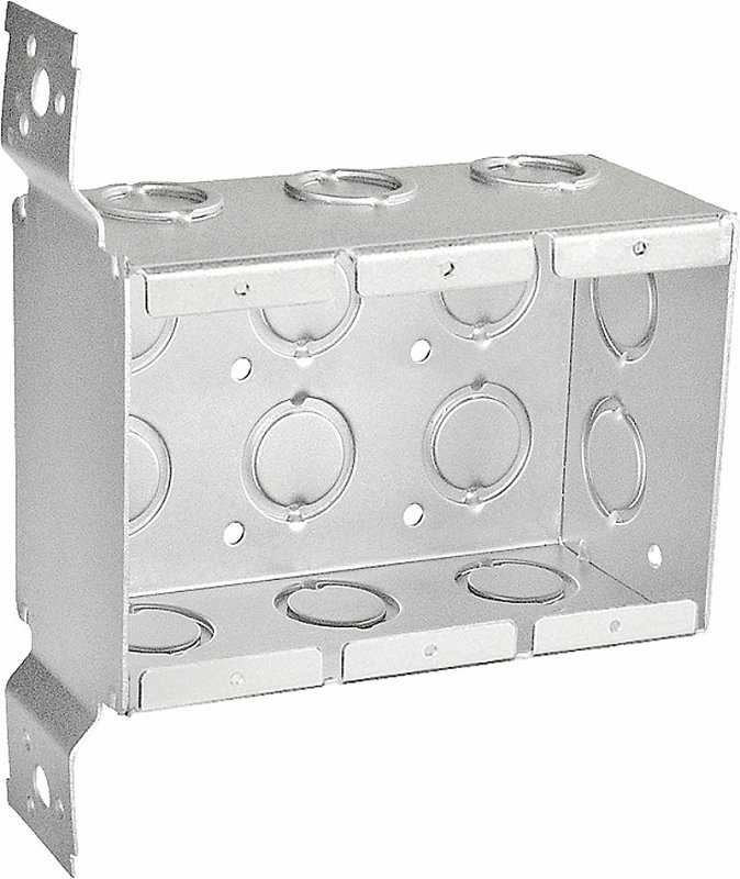 Southwire TB-325-F-UPC Welded Masonry Box, 3-Gang, 14-Knockout, 1/2, 3/4 in Knockout, Steel, Silver, Galvanized
