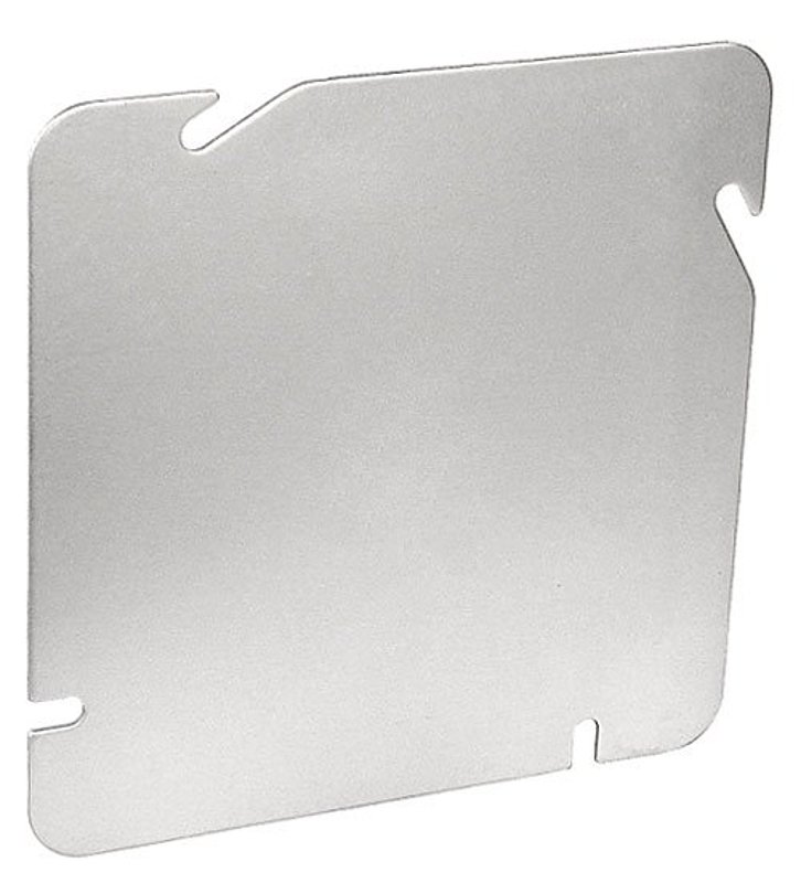 Southwire 72C1-UPC Flat Blank Cover, 0.06 in L, 4-11/16 in W, Square, Steel, Silver, Zinc-Plated