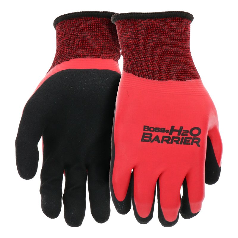 Boss Tactile Grip H20 Barrier Series B32231-XL Gloves, Men's, XL, Elastic Knit Wrist, Slip-On Cuff, Latex Coating