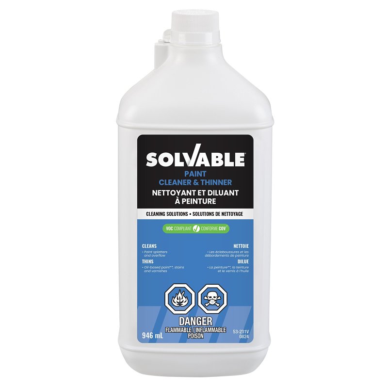 Solvable 53-231V Paint Cleaner and Thinner, Liquid, 946 mL