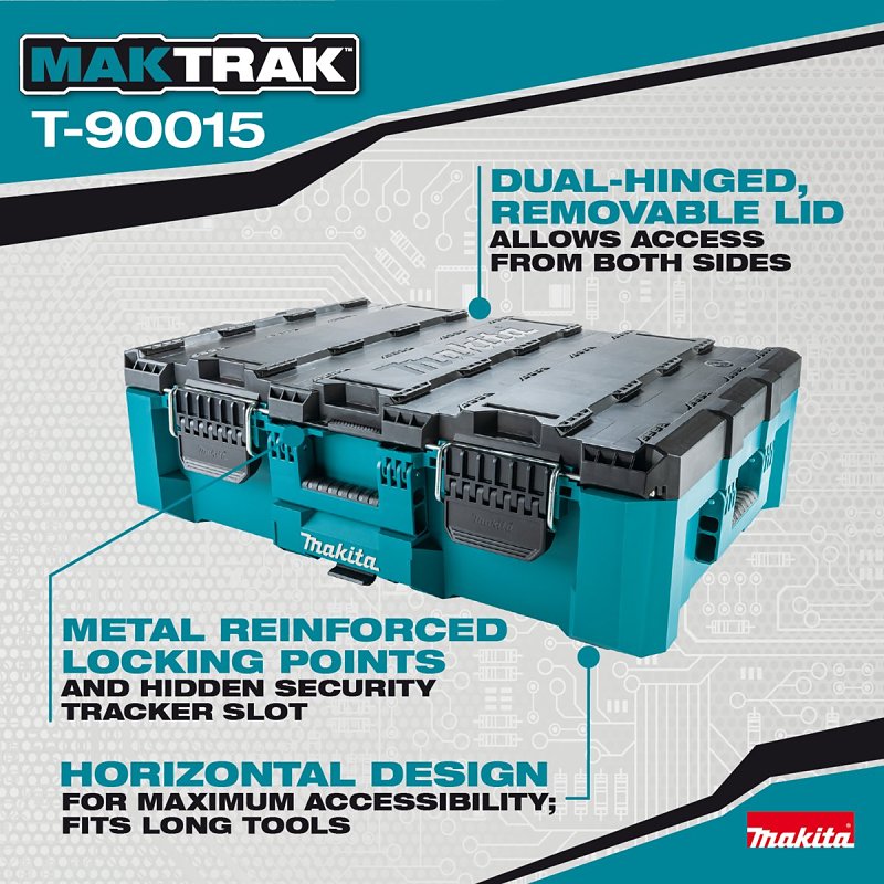 Makita MAKTRAK T-90015 Large Tool Box, 3854 cu-in, Copolymer/Resin, Teal