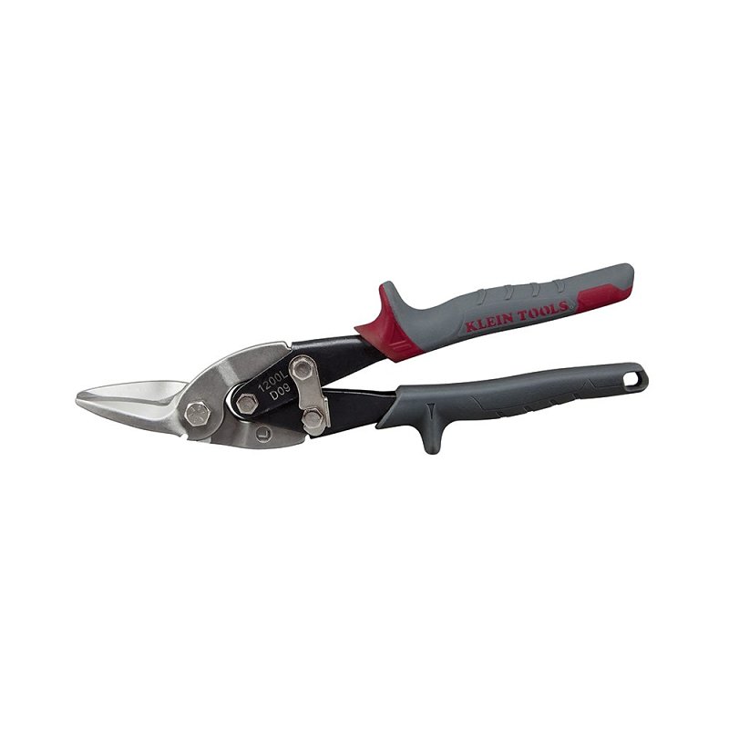 Klein Tools 1200L Aviation Snip, 10.063 in OAL, 1-1/2 in L Cut, Left, Straight Cut, Steel Blade, Red Handle