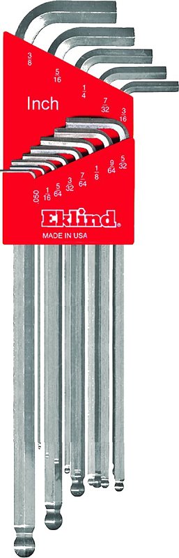 Eklind 17322 Ball End Hex Key Set, 22-Piece, Steel, Nickel-Plated
