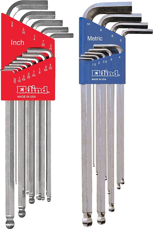 Eklind 17322 Ball End Hex Key Set, 22-Piece, Steel, Nickel-Plated