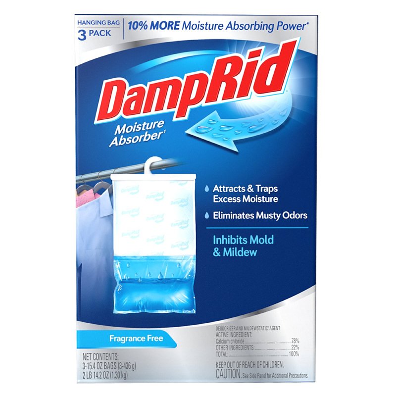 DampRid FG83FFESB Hanging Moisture Absorber, 15.4 oz, Bag, Solid, Fragrance Free