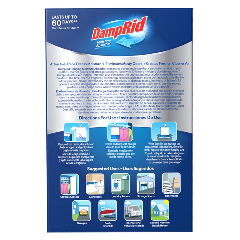 DampRid FG83PLSB Moisture Absorber, 15.4 oz Hanging Bag, Flake, Pellet, Odorless, Pure Linen