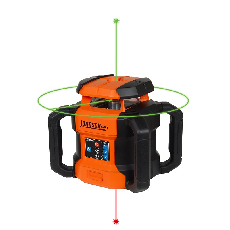 Johnson GreenBrite JRT300-GNHV-K Dual Slope Rotary Laser Kit, 350 ft Interior, 4000 ft Exterior, 3-Beam, Green Laser
