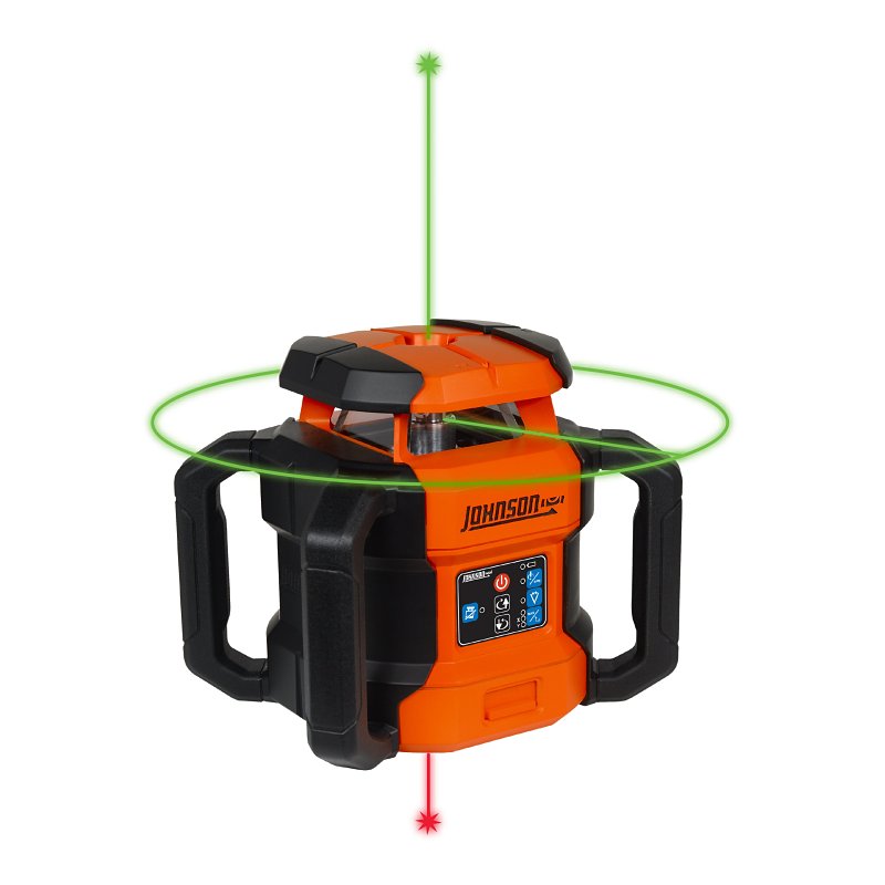 Johnson GreenBrite JRT300-GNHV-K Dual Slope Rotary Laser Kit, 350 ft Interior, 4000 ft Exterior, 3-Beam, Green Laser