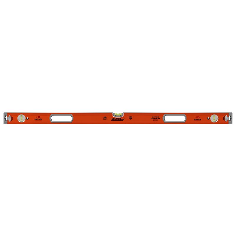 Johnson 9550-4800 Box Beam Level, 48 in L, 3-Vial, Magnetic, Aluminum, Orange