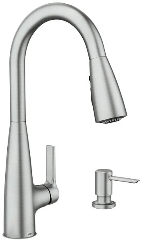 Moen Haelyn 87627 Series 87627SRS Pull-Down Kitchen Faucet, 1.5 gpm, 1-Handle, 1, 2, 3, 4-Faucet Hole, Metal
