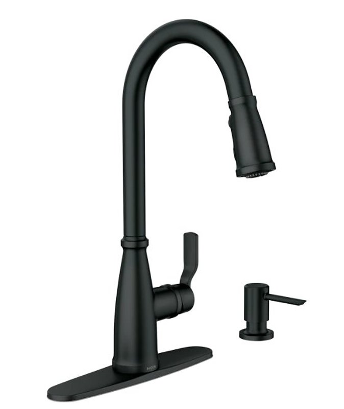 Moen Nolia 87071 Series 87071BL Pull-Down Kitchen Faucet, 1.5 gpm, 1-Handle, 1, 2, 3, 4-Faucet Hole, Metal
