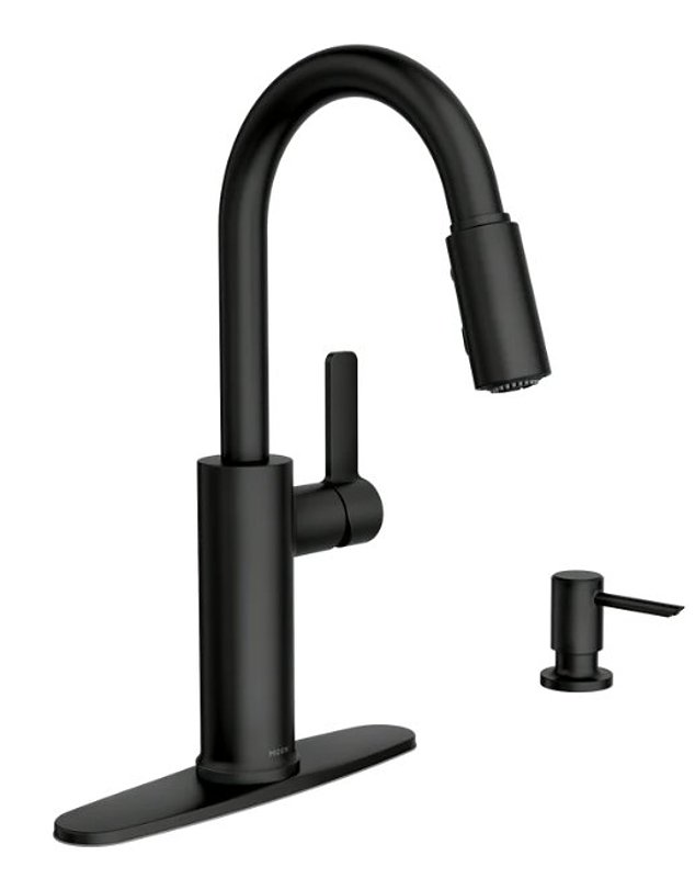 Moen Durani 87070 Series 87070BL Pull-Down Kitchen Faucet, 1.5 gpm, 1-Handle, 1, 2, 3, 4-Faucet Hole, Metal
