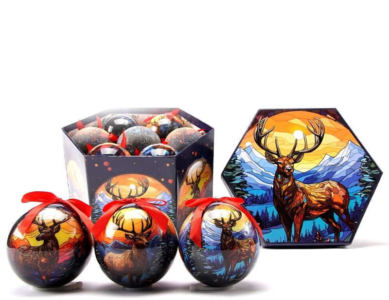 Santas Forest 99011 Ornament Box Set, 10 in H, Elk, PVC, Multi-Color