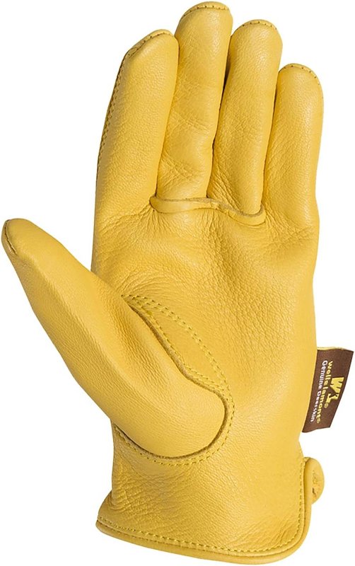 Wells Lamont 962-M Gloves, Men's, M, Keystone Thumb, Deerskin Leather, Gold/Yellow