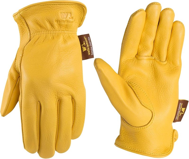 Wells Lamont 962-M Gloves, Men's, M, Keystone Thumb, Deerskin Leather, Gold/Yellow