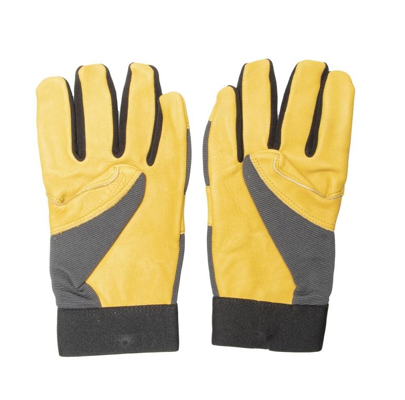 Wells Lamont 3203-M Hybrid Work Gloves, Breathable, Men's, M, Hook and Loop Cuff, Spandex Back, Gold/Gray/Yellow