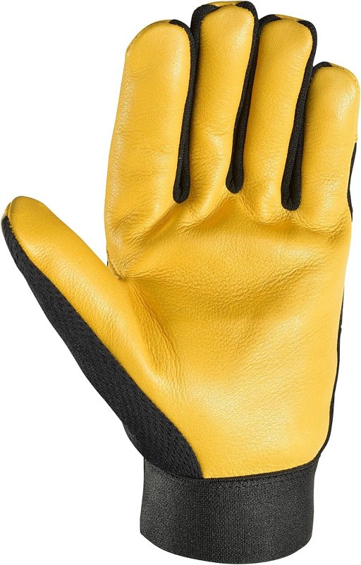 Wells Lamont 3280-L Gloves, Men's, L, Reinforced Thumb, Adjustable Wrist, Hook and Loop Cuff, Black/Gold/Yellow