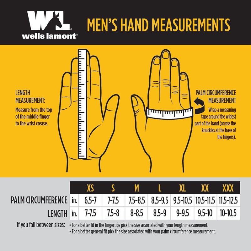 Wells Lamont 3280-L Gloves, Men's, L, Reinforced Thumb, Adjustable Wrist, Hook and Loop Cuff, Black/Gold/Yellow