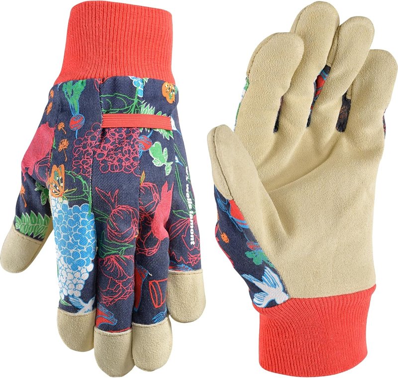 Wells Lamont 4180M-990 Gardening Gloves, Women's, M, Reinforced Thumb, Knit, Shirred, Cotton, Multi-Color