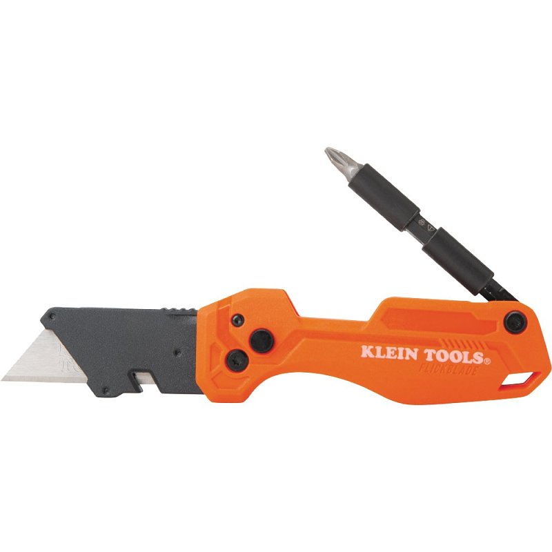 Klein Tools 44304 Folding Utility Knife, 1 in L Blade, Steel Blade, 1-Blade, Ergonomic Handle, Orange Handle