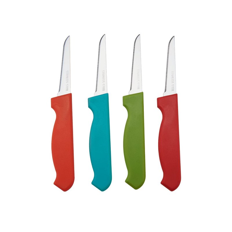 Farberware 5215732 Paring Knife Set, 4-Piece, Plastic/Stainless Steel, Assorted