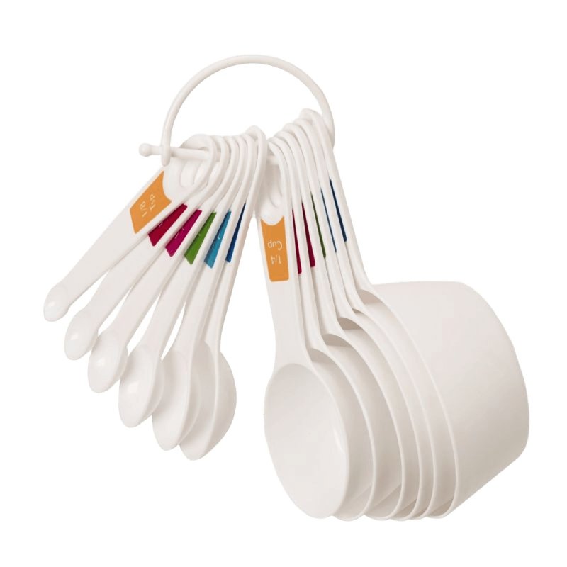 Farberware 5216060 Measuring Cup and Spoon Set, Plastic, White