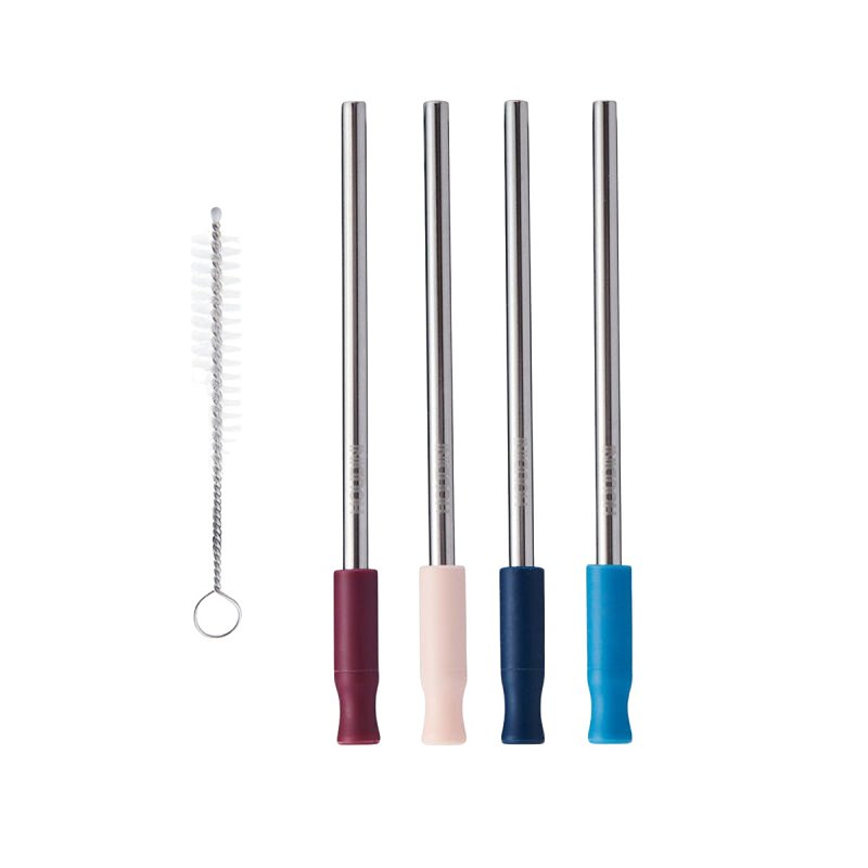 Houdini 5273271 Cocktail Straw, 5-1/2 in L, Silicone/Stainless Steel