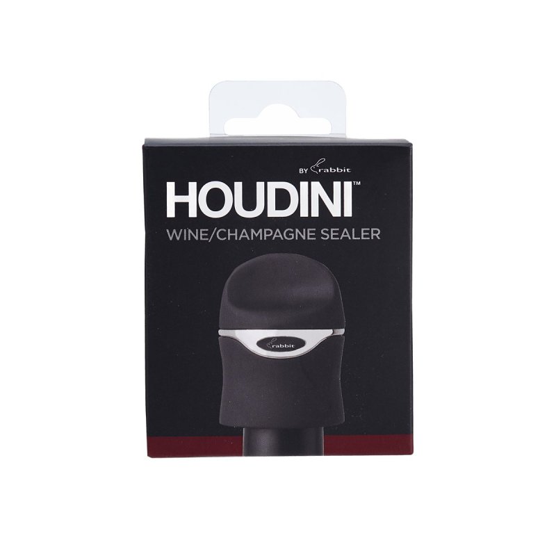 Houdini 5273272 Champagne Sealer, Plastic/Silicone, Black