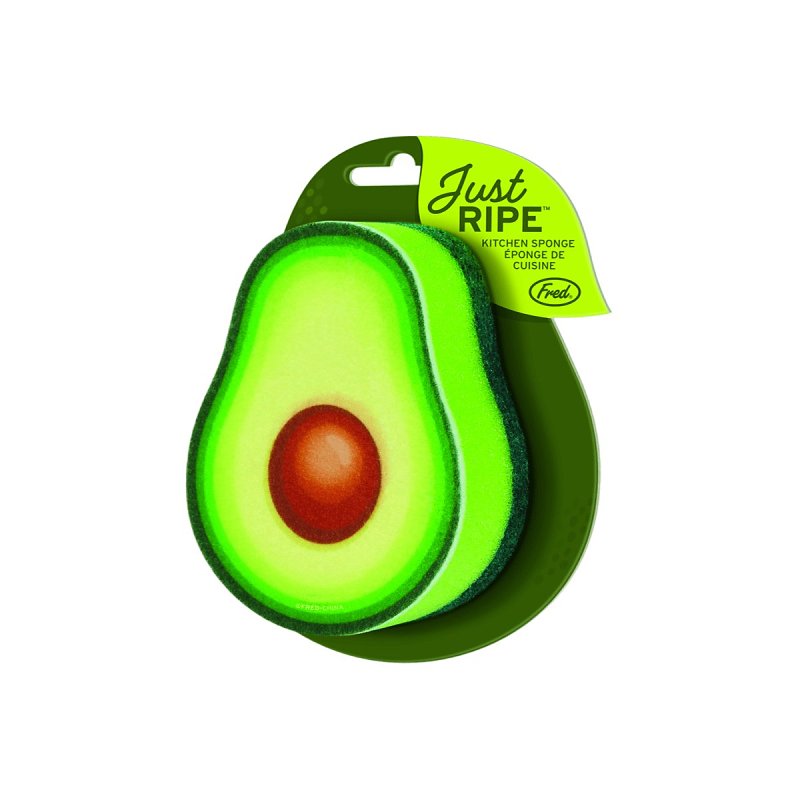 Genuine Fred JUST RIPE 5274184 3-Layered Avocado Shaped Sponge, 4.3 in L, 2.7 in W, 3/4 in Thick, Felt/Polyester, Green