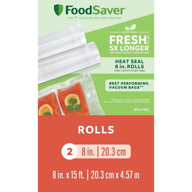FoodSaver FSFSBF0526-NP Series Vacuum Seal Roll, 20 ft L, 8 in W, Clear