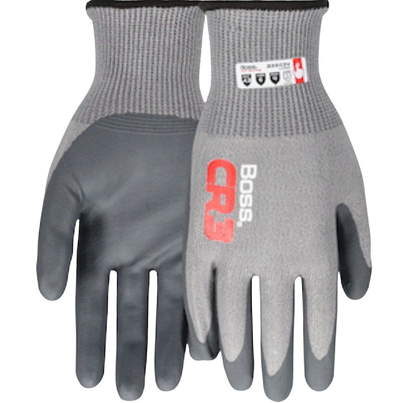 Boss CR3 B35034-XL Cut-Resistant Gloves, XL, Elastic Cuff, Nitrile Coating, Nylon, Dark Gray