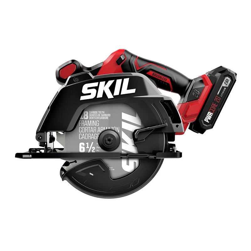 Skil CR6413B-11 Brushless Circular Saw Kit, Battery Included, 20 V, 2 Ah, 6-1/2 in Dia Blade, 5/8 in Arbor