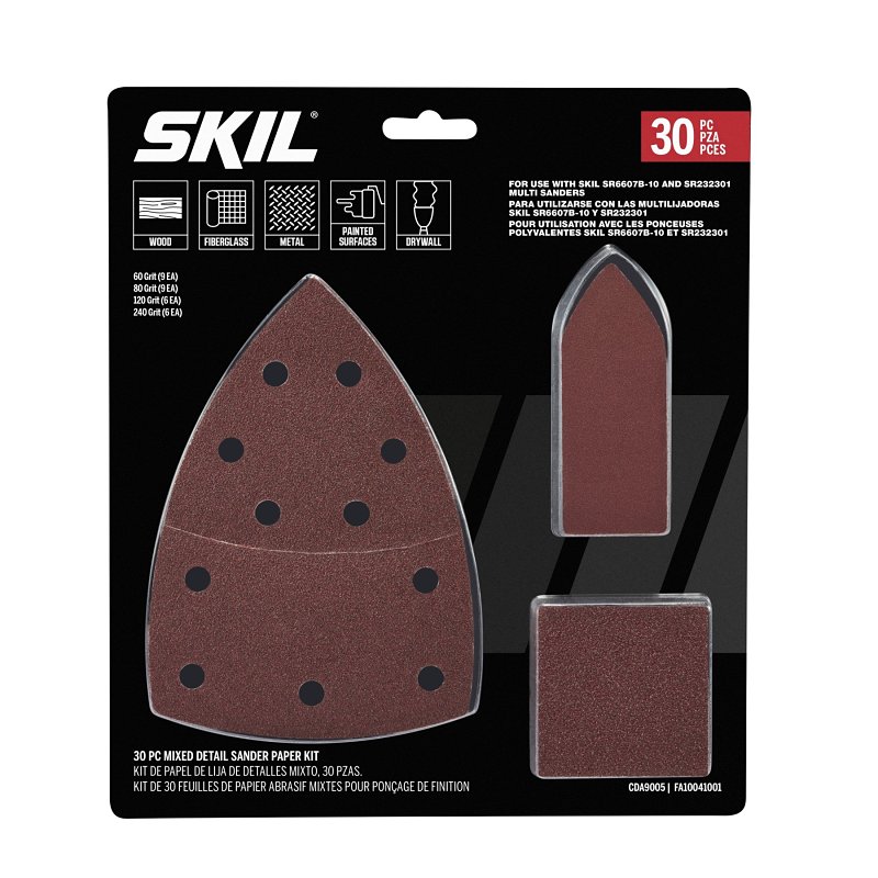 Skil CDA9005 30-Piece Sand Paper Kit, Aluminum Oxide Abrasive