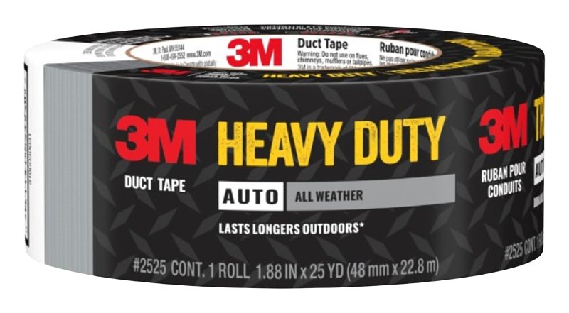 3M All Weather Series 2525-NA Duct Tape, 25 yd L, 1.88 in W, Black