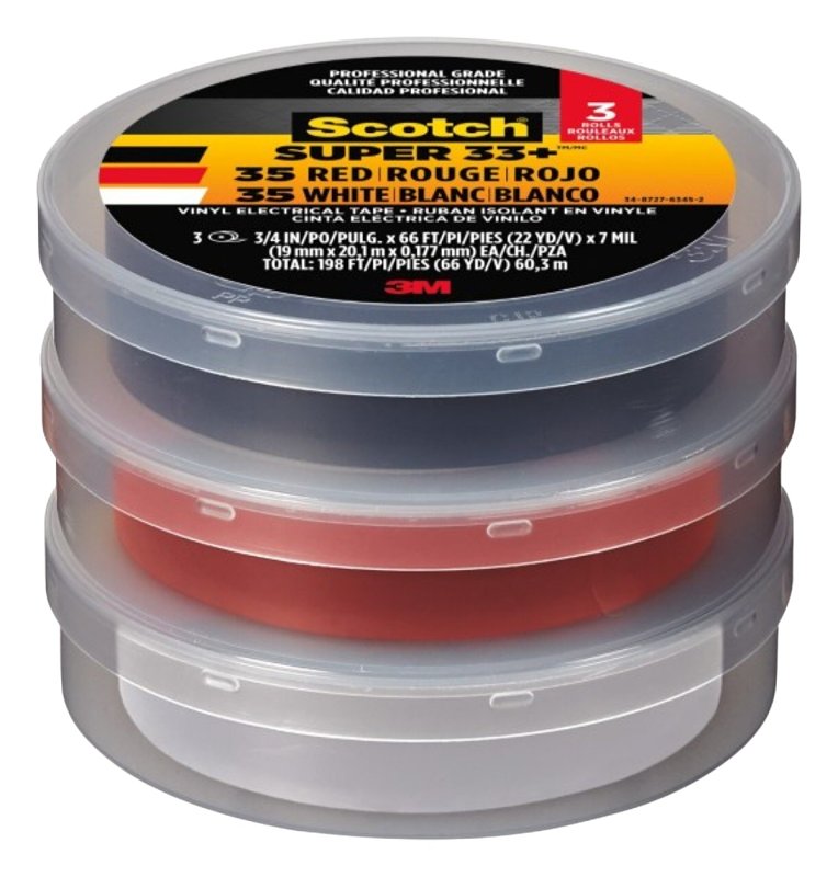 Scotch 6132-10828/6 Electrical Tape, 66 ft L, 3/4 in W, Vinyl Backing, Multi-Color