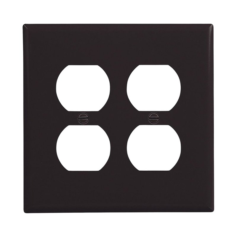 Eaton PJ82BK Receptacle Wallplate, 4.87 in L, 4.94 in W, Mid, 2-Gang, Polycarbonate, Black