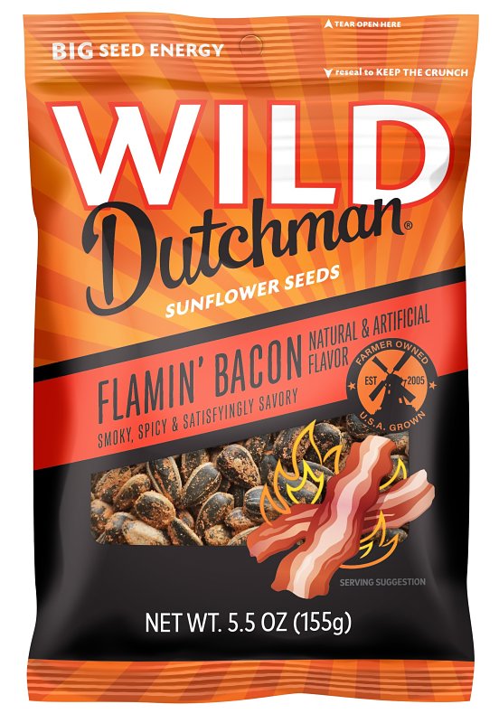 WILD Dutchman 509 Roasted Sunflower Seed, Flamin Bacon, 5.5 oz Bag
