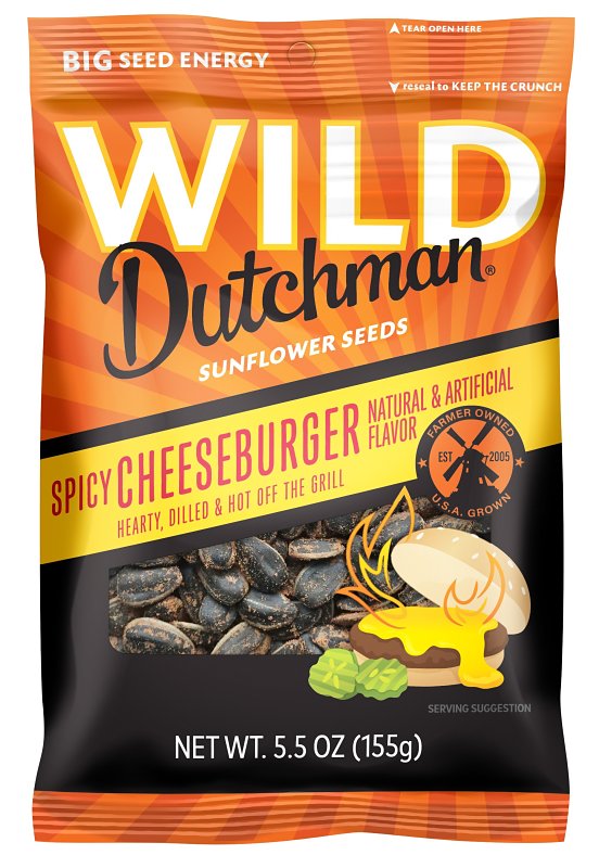 WILD Dutchman 518 Roasted Sunflower Seed, Spicy Cheeseburger, 5.5 oz Bag