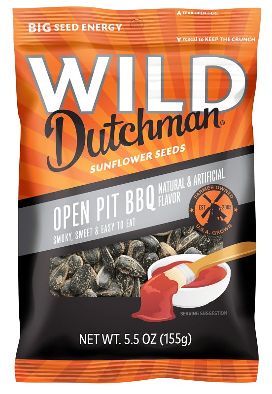 WILD Dutchman 519 Roasted Sunflower Seed, Open Pit BBQ, 5.5 oz Bag