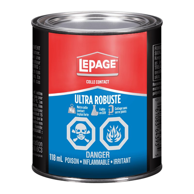 LePage 3002047 Heavy-Duty Contact Cement, Liquid, Pungent, Light Amber, 118 mL Can