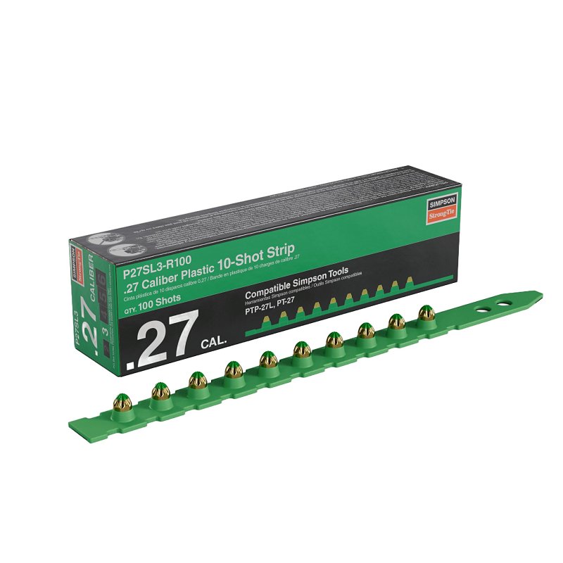 Simpson Strong-Tie P27SL3-R100 Strip Load, 0.27 Caliber, Power Level: 3, Green Code, 10-Load