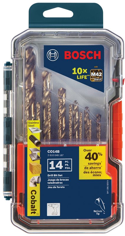 Bosch CO14B Twist Drill Bit Set, 14-Piece, Cobalt