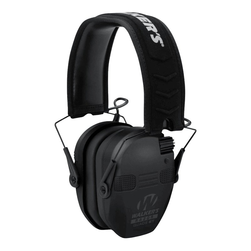 Walker's GWP-RSEQM-BT Electronic Quad Muffs, 23 dB NRR, Black