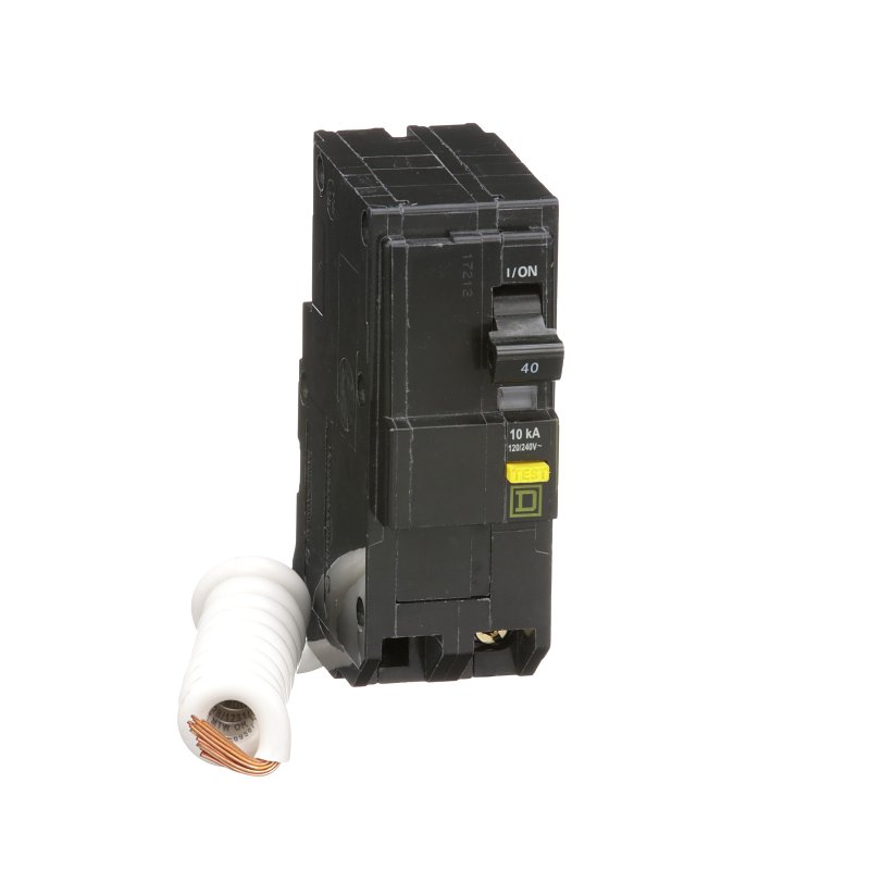 Square D QO QO240GFIC Miniature Circuit Breaker, Ground Fault, 40 A, 2-Pole, 120/240 VAC, Plug-In